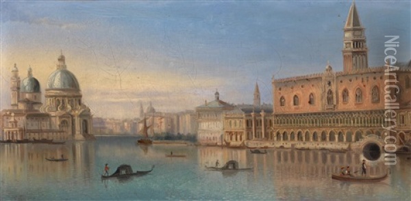 Venedig, Blick Auf Den Dogenpalast Und Santa Maria Dell Salute Oil Painting - Ferdinand Lepie