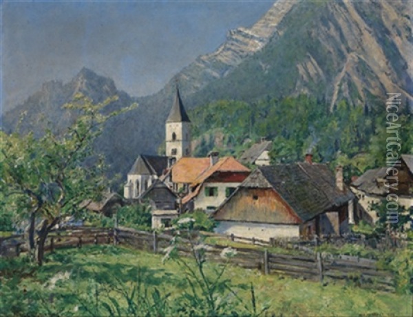 Motiv Aus Purgg (grimming - Trautenfels) Oil Painting - Johann Victor Kramer