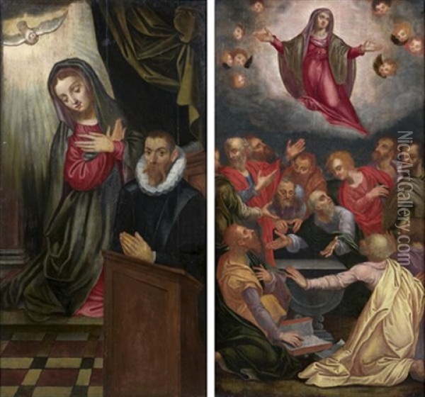 L'assomption De La Vierge (+ Vierge De L'annonciation Avec Un Donateur; Pair) Oil Painting - Jan Sanders (Jan van) Hemessen