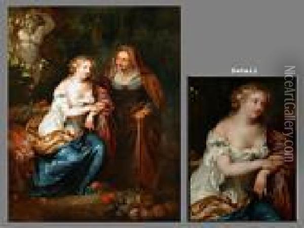 Vertumnus Und Pomona Oil Painting - Caspar Netscher