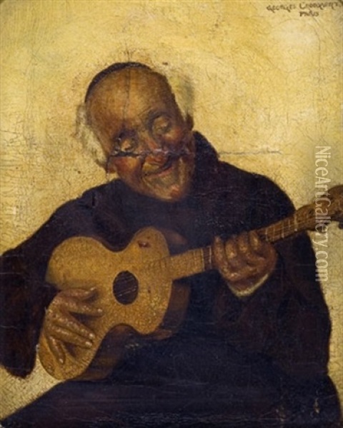 Guitarist Oil Painting - Georges Croegaert