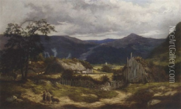 Near Braemar, Aberdeenshire Oil Painting - Thomas J. Banks