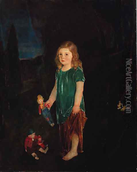 Girl with Dolls Oil Painting - Charles Webster Hawthorne