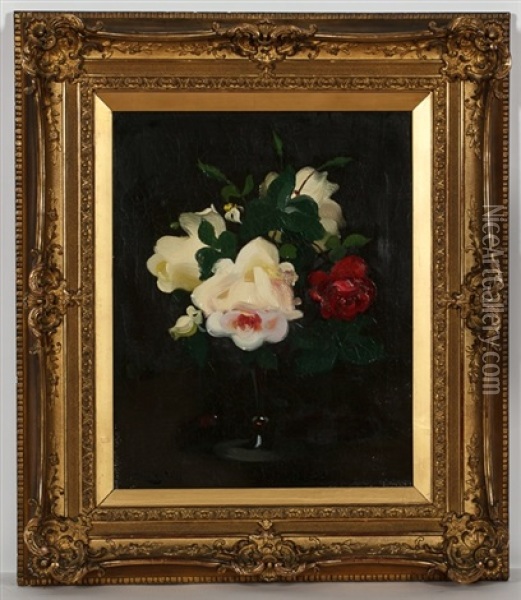 Roses In A Vase Oil Painting - Stuart James Park
