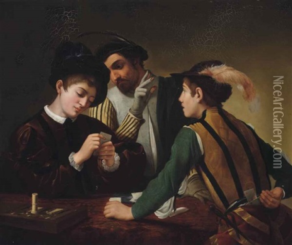 The Cardsharps Oil Painting -  Caravaggio