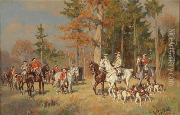 Setting Off For The Hunt Oil Painting - Wilhelm Velten