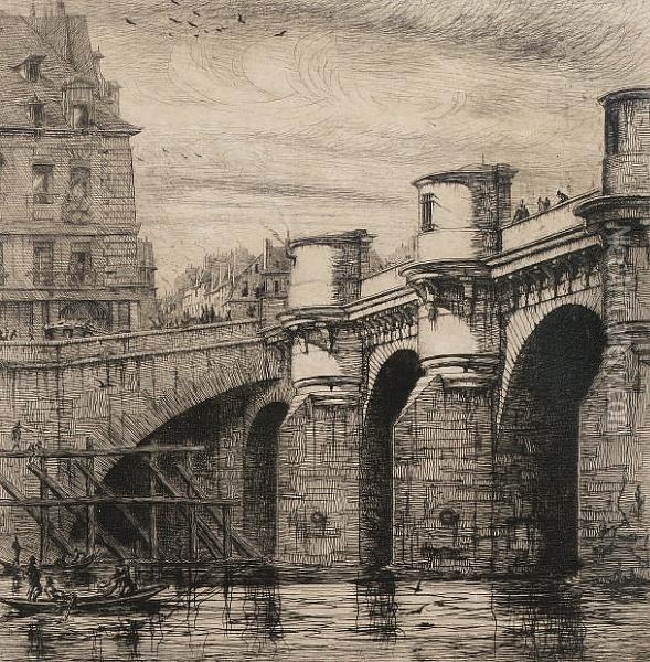 Le Pont Neuf (deltiel 33) Oil Painting - Charles Meryon