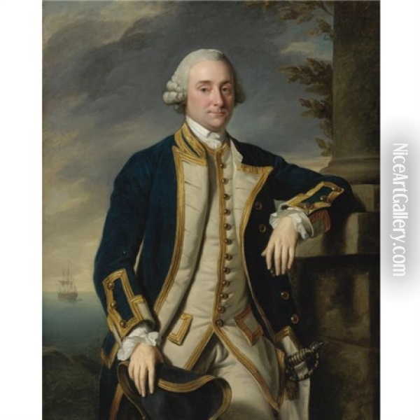 Portrait Of Admiral Sir Hugh Palliser, 1st Bart. Oil Painting - Nathaniel Dance Holland (Sir)