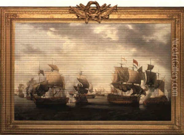 The Battle Of The Saints, 1782 Oil Painting - Nicholas Pocock