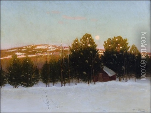 Talvi-ilta Kuunvalossa - Vinterkvalli I Mansken Oil Painting - Hjalmar (Johansson) Linde