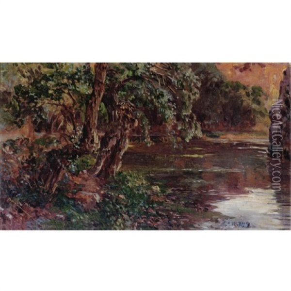 Beside The River Oil Painting - Antonio Munoz Degrain