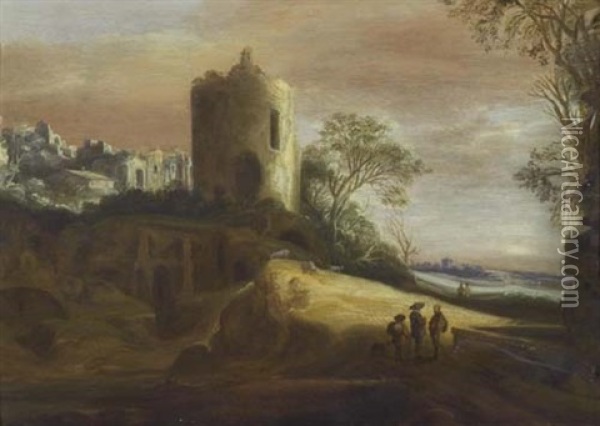 Phantastische Ruinenlandschaft Oil Painting - Pieter Anthonisz van Groenewegen