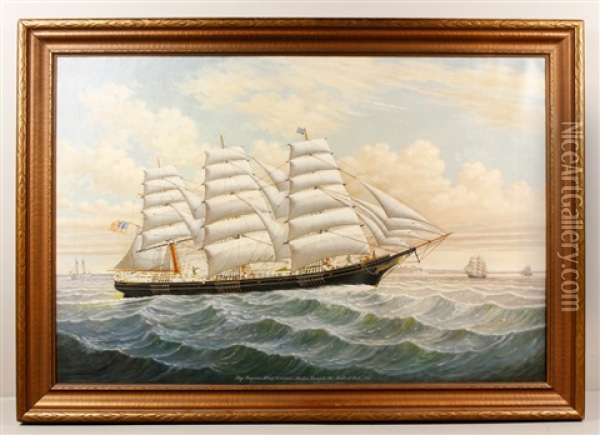 Ship Iroquois; Albert V. Nickels, Master, Searsport, Me. Built At Bath Oil Painting - Percy A. Sanborn