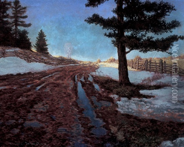 Spring On The Penetang Road Oil Painting - Francis Hans Johnston