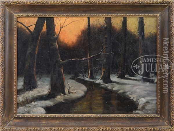 Sunset Winter Scene Oil Painting - Walter Koeniger