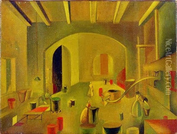 L'usine A Parfums (grasse) Oil Painting - Humphrey Jennings