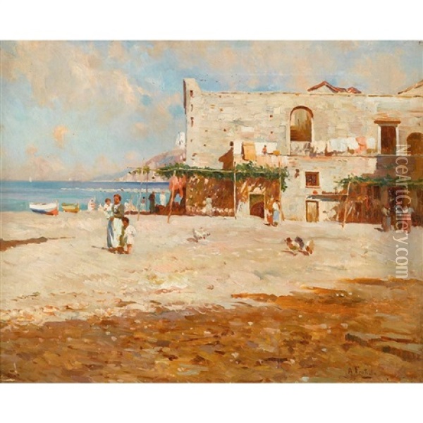 Neapolitan Scene Oil Painting - Attilio Pratella