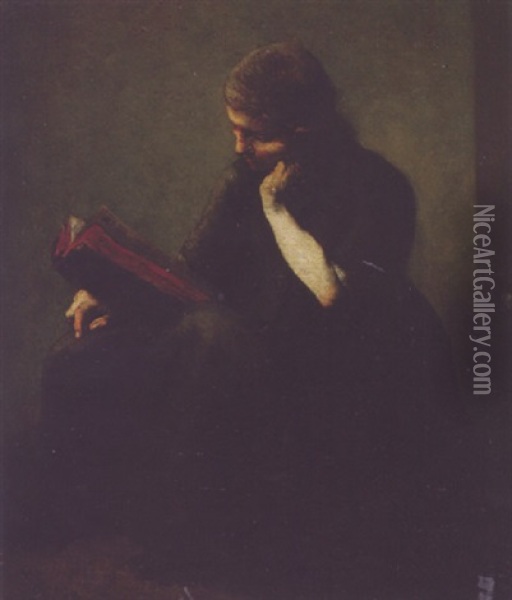 Pensive Woman Oil Painting - Theodule Ribot