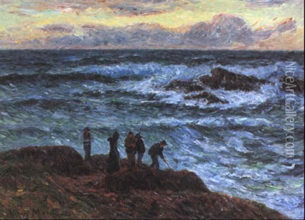 Les Goemoniers, Cote De Bretagne Oil Painting - Henry Moret