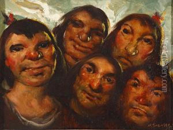 Los Amigos Oil Painting - Daniel Sabater Y Salabert