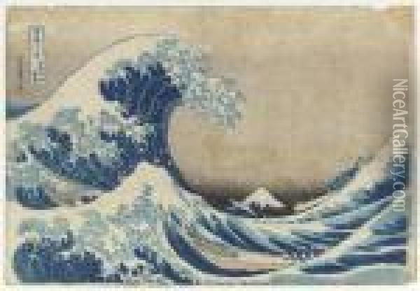 Kanagawa Oki Nami Ura (in The 
Well Of The Great Wave Off Kanagawa),from The Series Fugaku Sanjurokkei 
(the Thirty-six Views Of Mountfuji) Oil Painting - Katsushika Hokusai