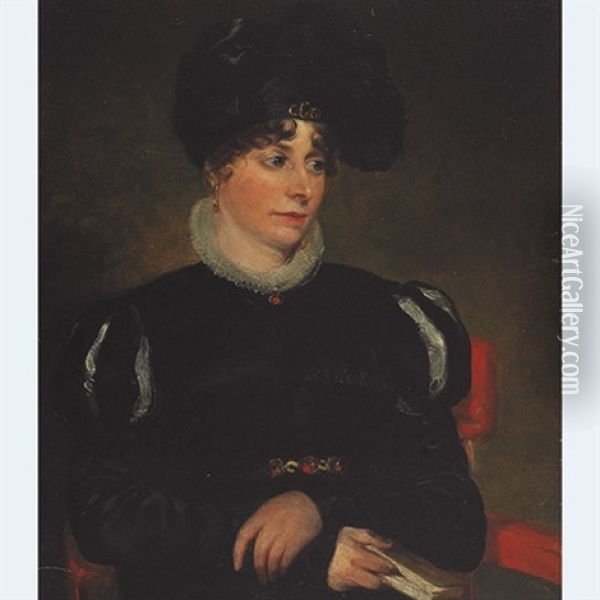Portrait Of Charles Edward Reinagle (+ Portrait Of Mrs. Ramsay Richard Reinagle; Pair) Oil Painting - Philipp Reinagle