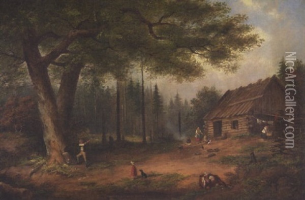 Pioneer Homestead Oil Painting - Cornelius David Krieghoff