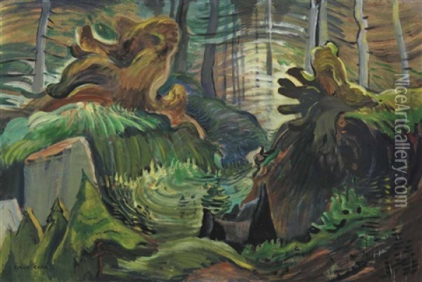 Forest Interior Oil Painting - Emily Carr