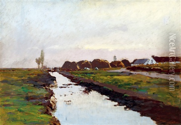 Landscape (mirroring) Oil Painting - Bela Von Spanyi