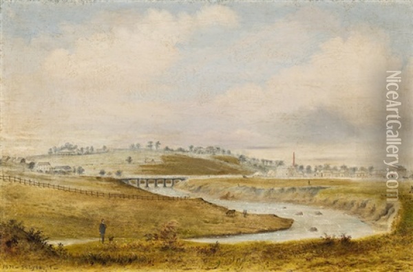 View On The Campaspe Oil Painting - P.J Lysaght