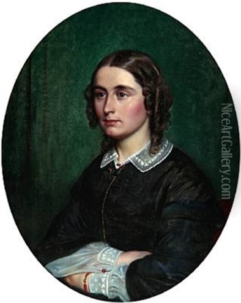 Portrait Of Actress Johanne Luise Heiberg Oil Painting - Wilhelm Nicolai Marstrand