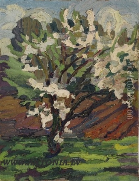 Flowering Tree Oil Painting - Aleksanders Straels