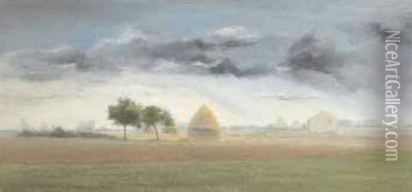 La Plaine Par Un Jour De Pluie En Octobre Oil Painting - Antoine Chintreuil