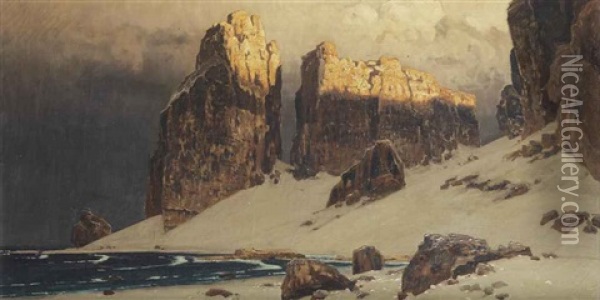 Sunny Cliffs Near The North Sea Oil Painting - Eugen Felix Prosper Bracht