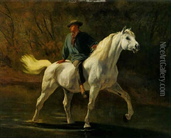 Junger Mann Auf Schimmel Oil Painting - Johann Rudolf Koller