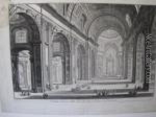 Veduta Interna Della Basilica Di S. Pietro In Vaticano Oil Painting - Giovanni Battista Piranesi