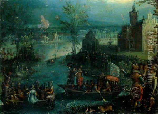 La Fete Au Chateau Oil Painting - Louis de Caullery