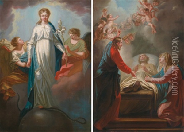 Auferweckung Des Lazarus Und Maria Immaculata Oil Painting - Louis Sorg
