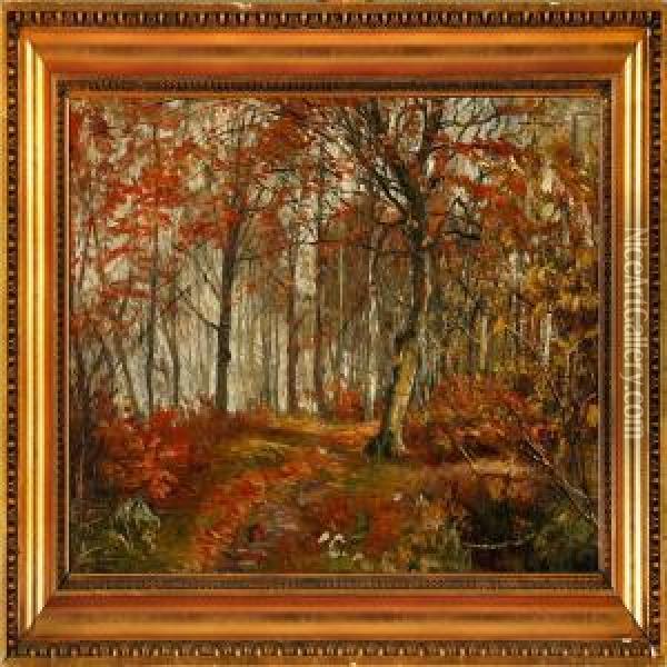 Autumn In Mejlgard Forest Oil Painting - Theodor Philipsen