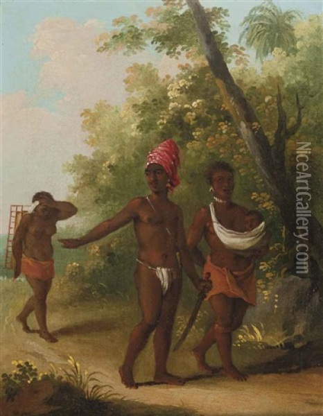 A Native Family Of St. Vincent Oil Painting - Agostino Brunias