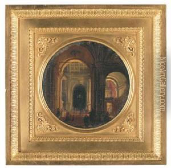 The Transept Of A Classical Church Oil Painting - Giovanni Migliara