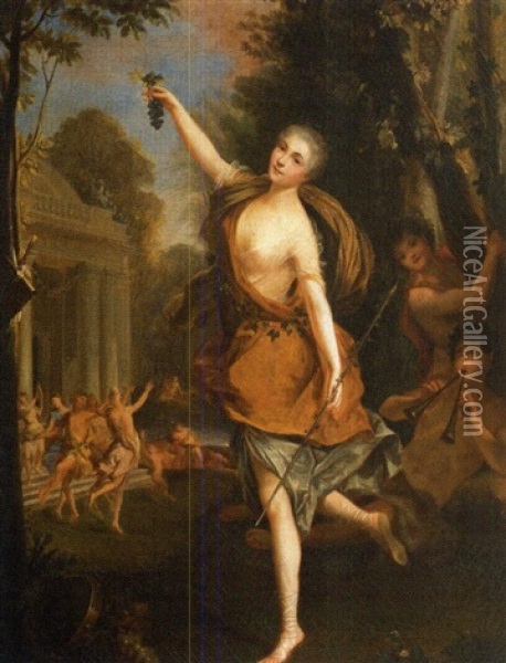 Mademoiselle Prevost, Danseuse De L'opera, En Bacchante Oil Painting - Jean Raoux