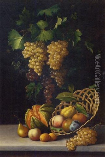 A Cornucopia Of Fruit Oil Painting - Michelangelo Meucci