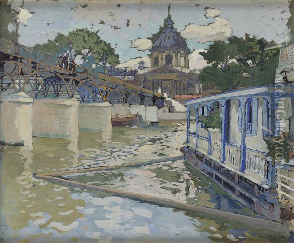 Le Pont Des Arts Oil Painting - Leon Cauvy