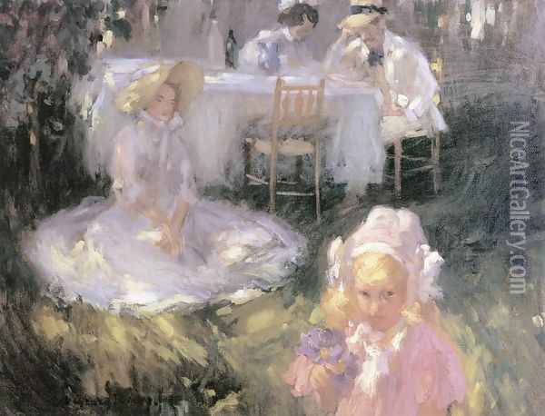 Breakfast in the Open Air 1907 Oil Painting - Janos Vaszary
