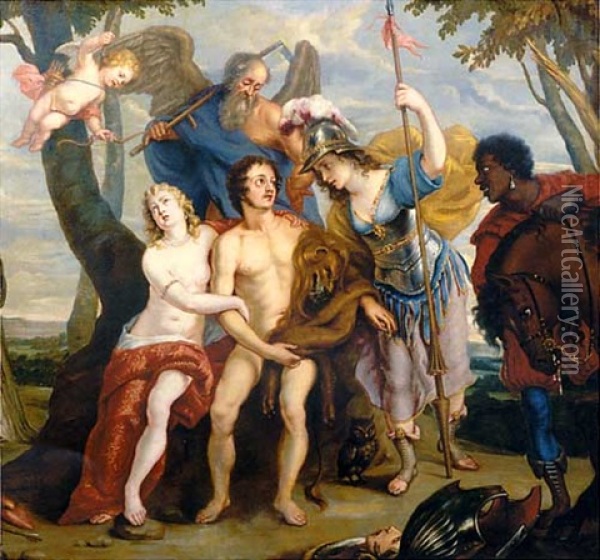Hercules At The Crossroads Oil Painting - Caspar de Crayer