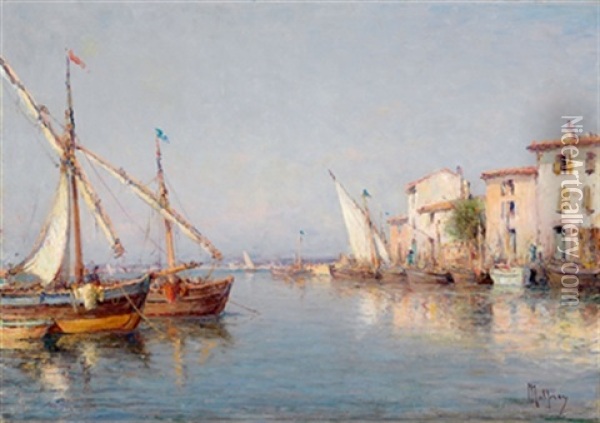 Blick Auf Den Hafen Von Redonn (provence) Oil Painting - Henri Malfroy-Savigny