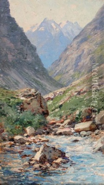 Torrent Dans La Montagne Oil Painting - Charles Alexandre Bertier