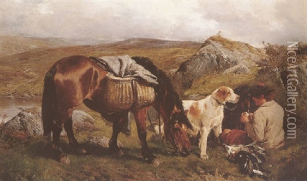 A Young Lad With Horse And Dogs In The Highlands Oil Painting - John Sargent Noble