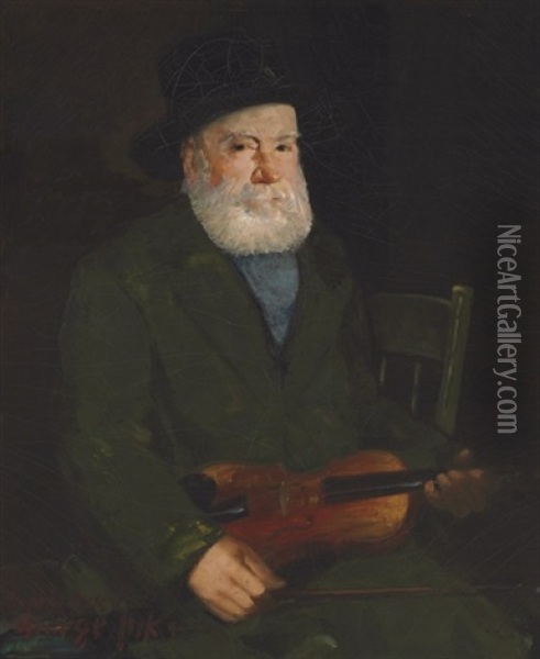 Man With A Violin Oil Painting - George Benjamin Luks